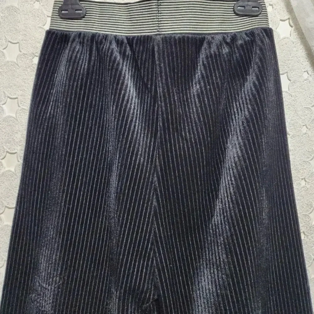Vintage Ribbed Velvet High Waist Track Pants in Blue Gray Velour (Size XS) - Picture 4 of 5